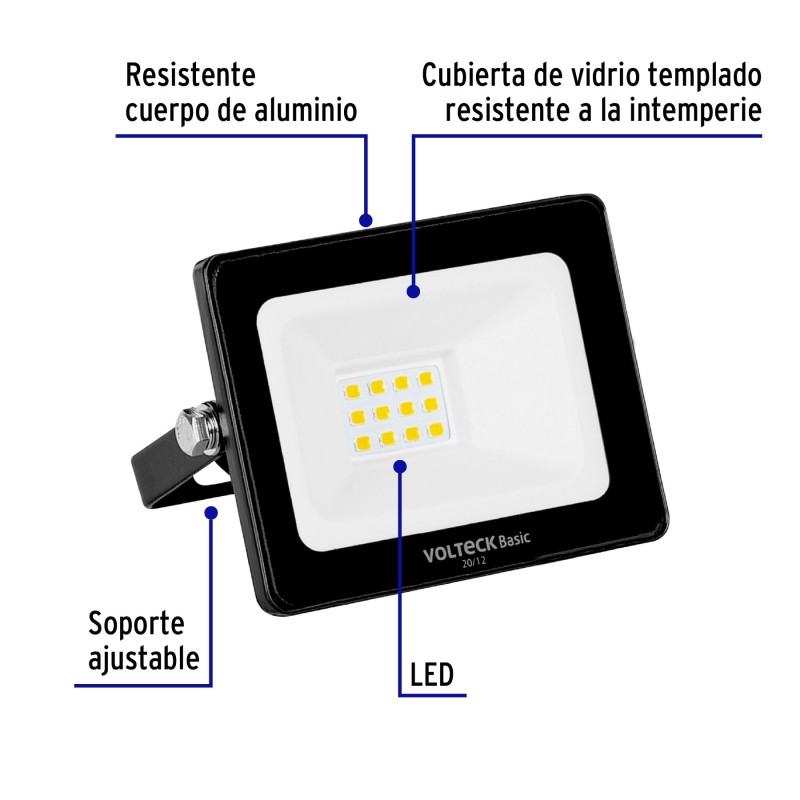 Reflector LED para exteriores 10W 6500K, VOLTECK BASIC