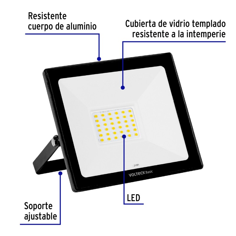Reflector LED para exteriores 30W 6500K, VOLTECK BASIC