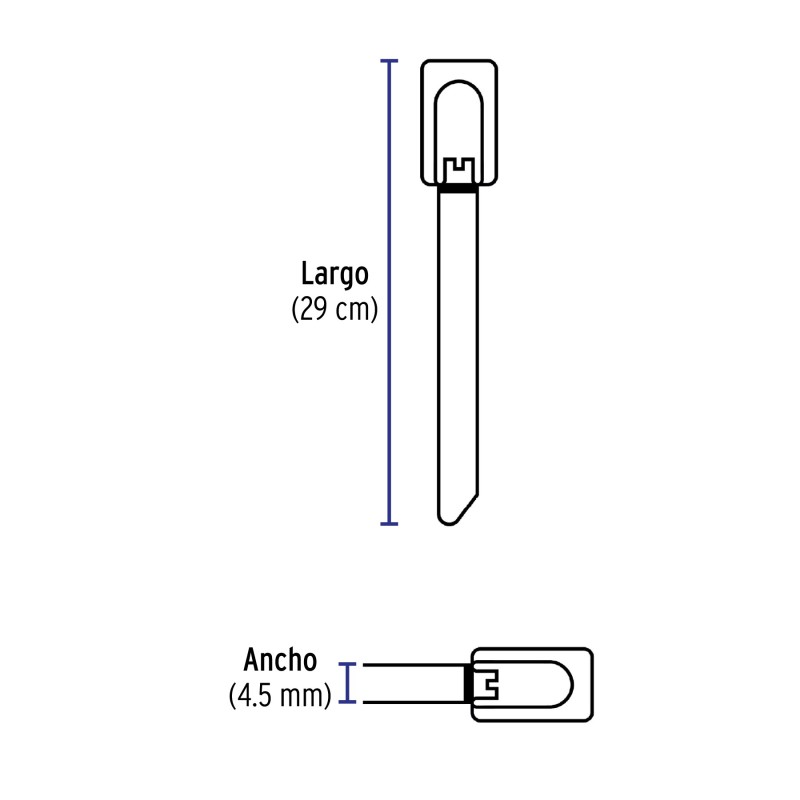 Bolsa con 10 cinchos de 29 cm,acero inoxidable,99 lb