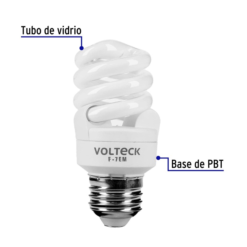 Lámpara espiral mini T2 7 W luz de día en blíster