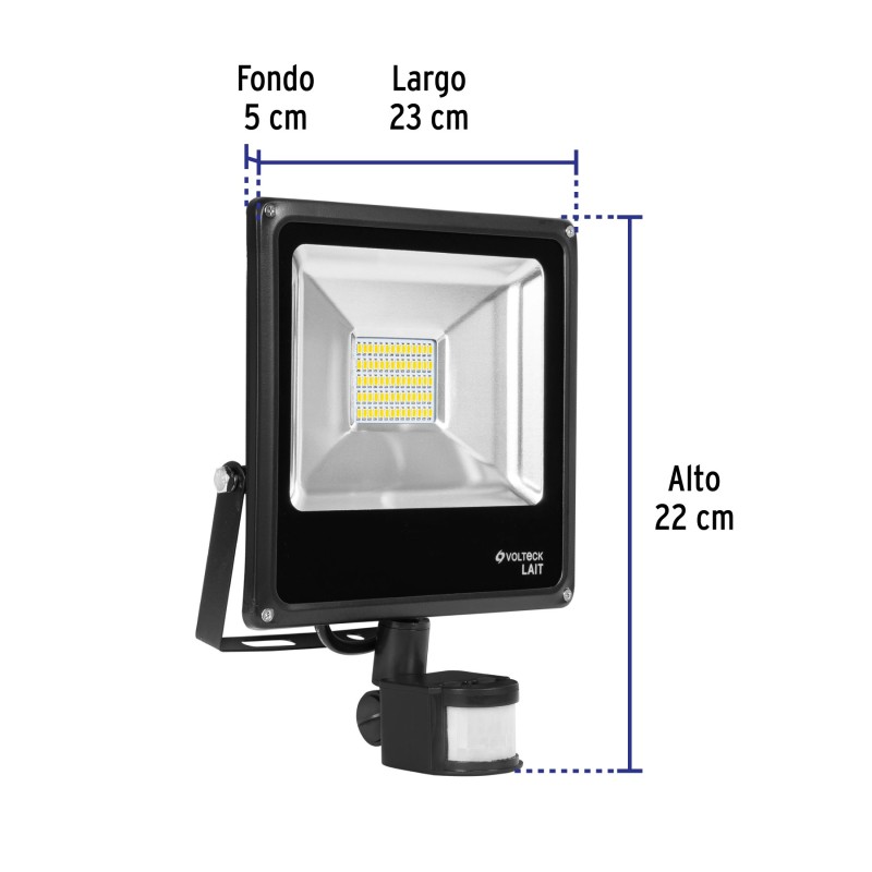 Reflector LED para exteriores 30W 6500K con sensor
