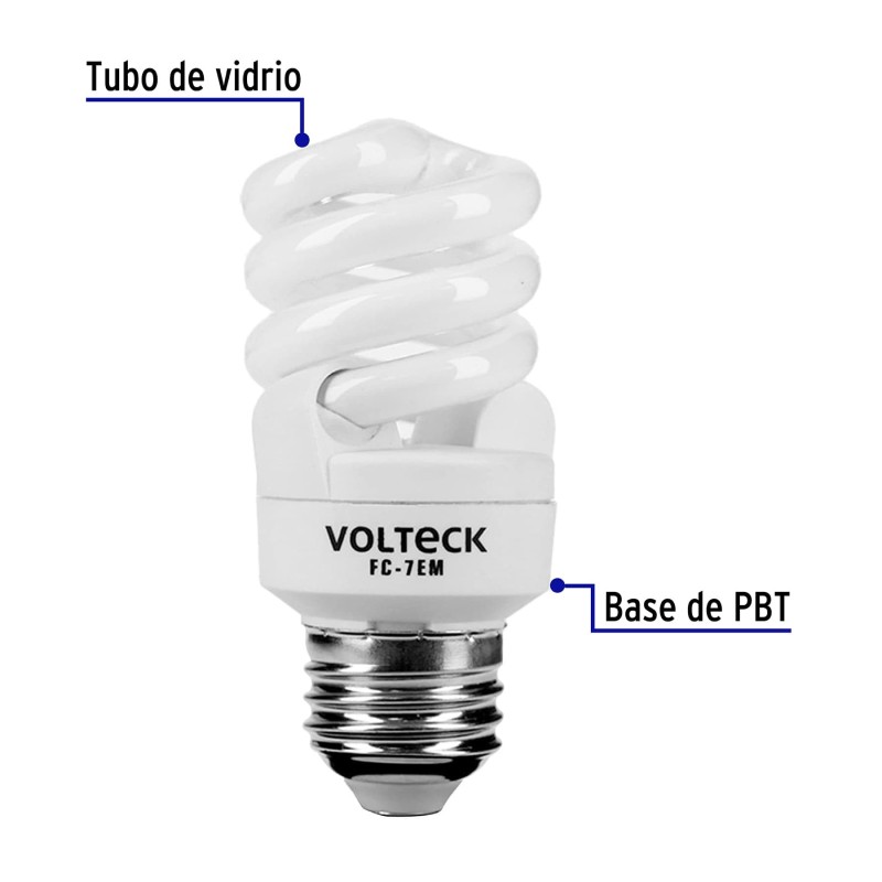 Lámpara espiral mini T2 7 W luz cálida en blíster