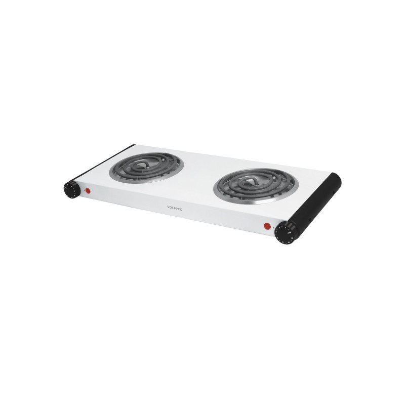 Parrilla eléctrica 2 quemadores en espiral, blanca