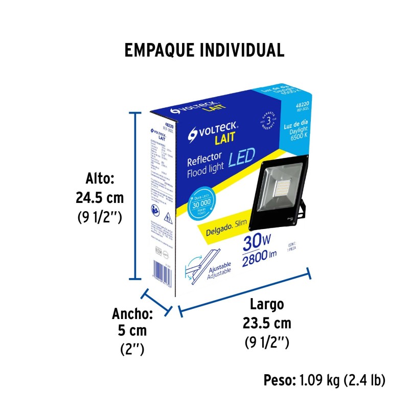 Reflector LED para exteriores 30W 6500K