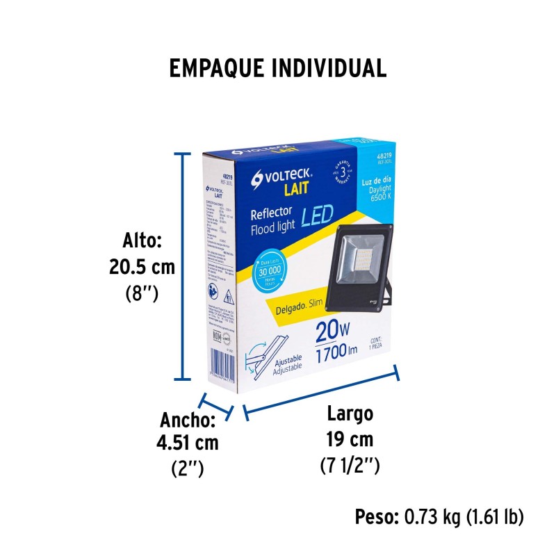 Reflector LED para exteriores 20W 6500K