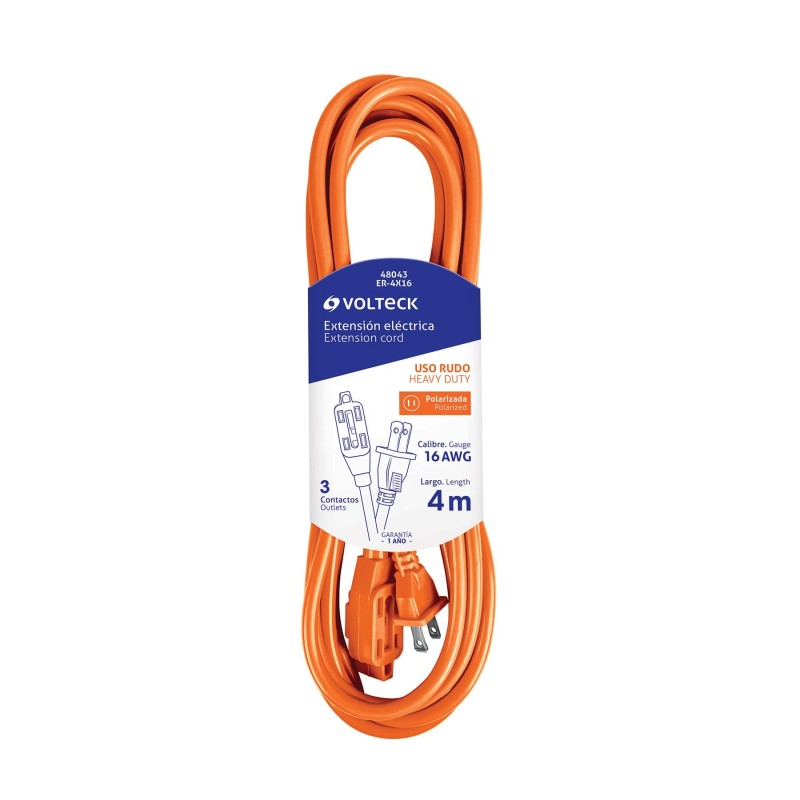 Extensión eléctrica de uso rudo 4 m 2x16 AWG