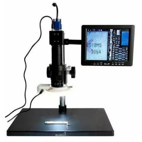 Microscopio Digital 2MP con pantalla, lampara y base metalica grande
