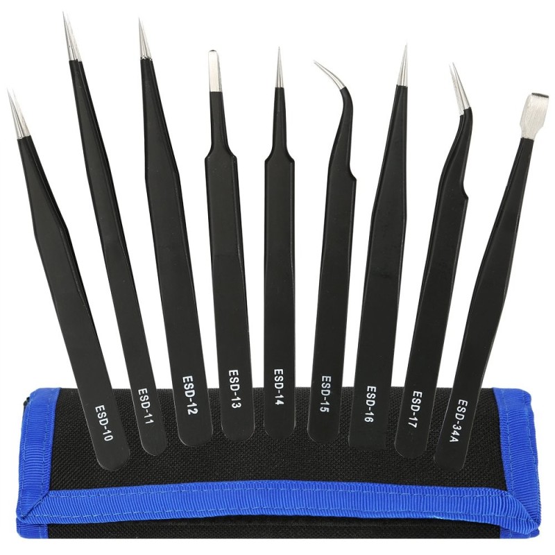 Set de 9 tweezers con estuche