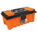 Caja plástica con compartimentos, naranja de 14"