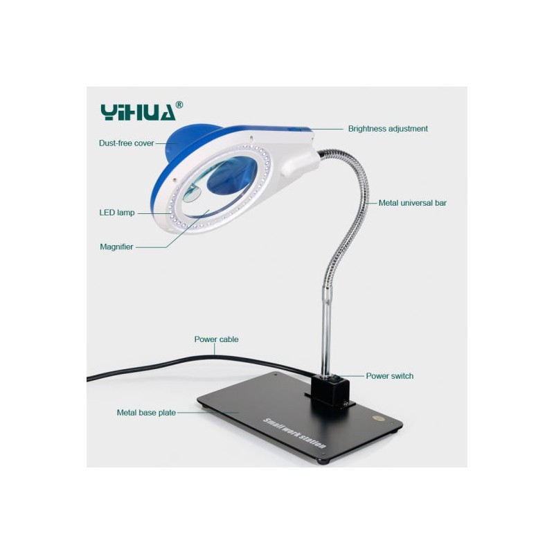 Lampara LED con Lupa y base metalica