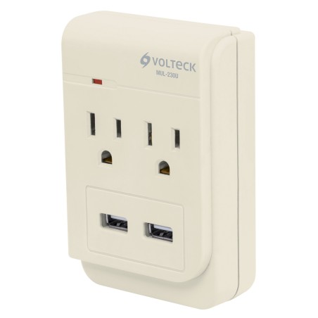 Multicontacto de 2 entradas con 2 USB