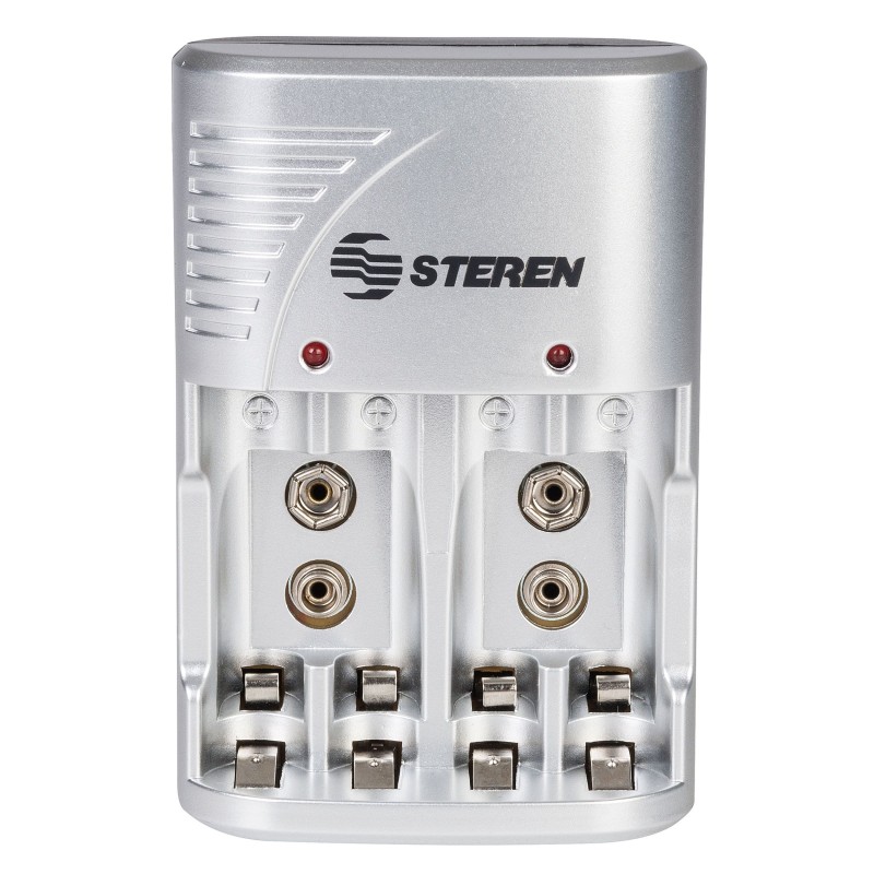 Cargador de pilas "AA, AAA y 9V". Incluye 4 pilas AA