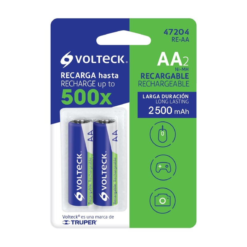 Pilas recargables AA 2500mAh 2 piezas