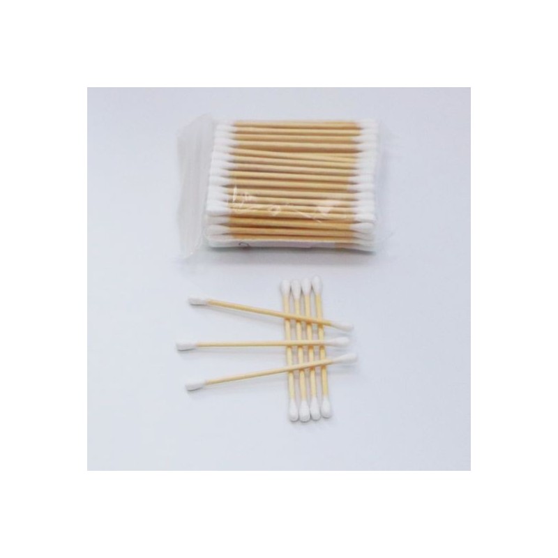 Hisopos de madera y algodón (100 piezas)