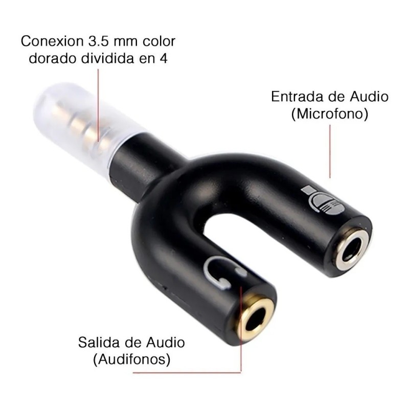 Divisor De Audio Estéreo 3.5mm para Micrófono Y Audífonos