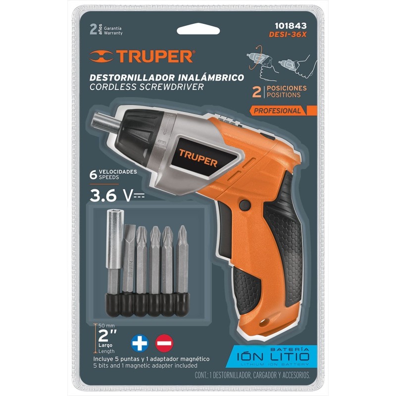 Destornillador profesional inalámbrico, dos posiciones,3.6V