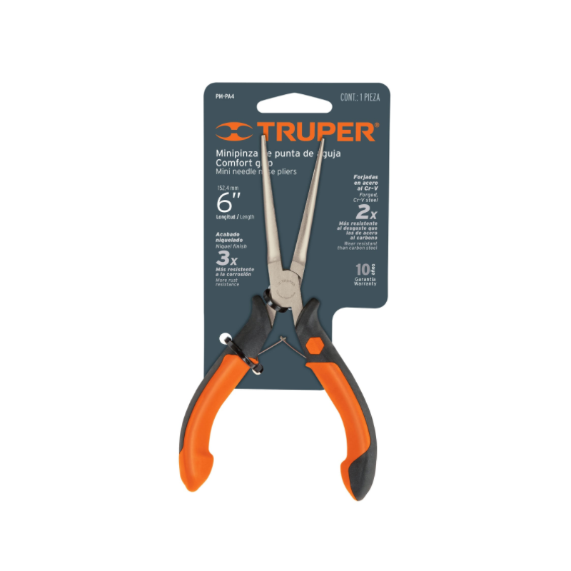 Mini pinza de punta larga de 6"