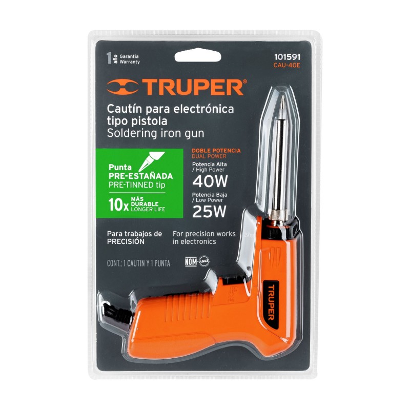 Cautín profesional para electrónica tipo pistola (40 Watts)