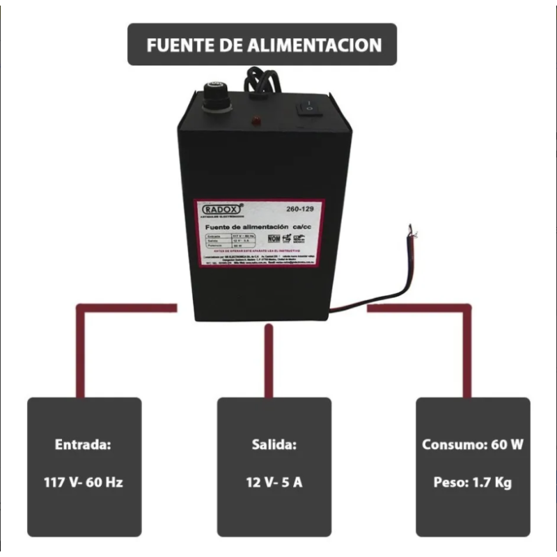 Fuente de alimentación ca/cc 12V 5A