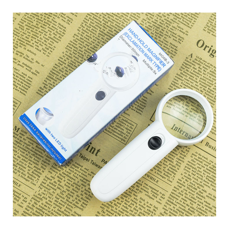 Lupa con mango de plástico y luz LED