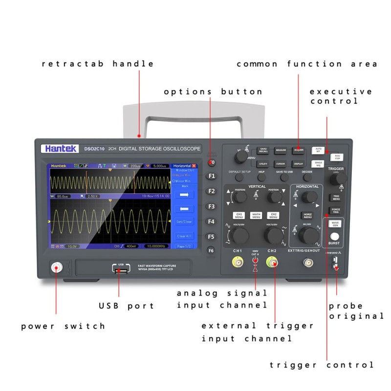 Osciloscopio Hantek DSO2C10 100MHz