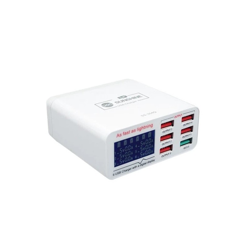 Cargador USB USB Cargador de pared con carga rápida Tecnología de detección  automática Seguridad garantizada 10 puertos USB inteligentes de tamaño