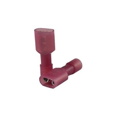 Terminal hembra tipo fastón 1/4", calibre 16 - 22, con aislante completo rojo