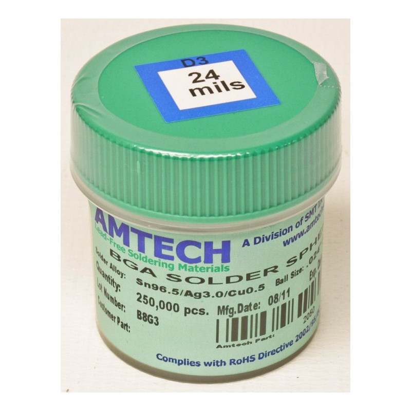Esferas De Soldadura de 0.63mm (25 mils") Leadfree AMTECH (250k)