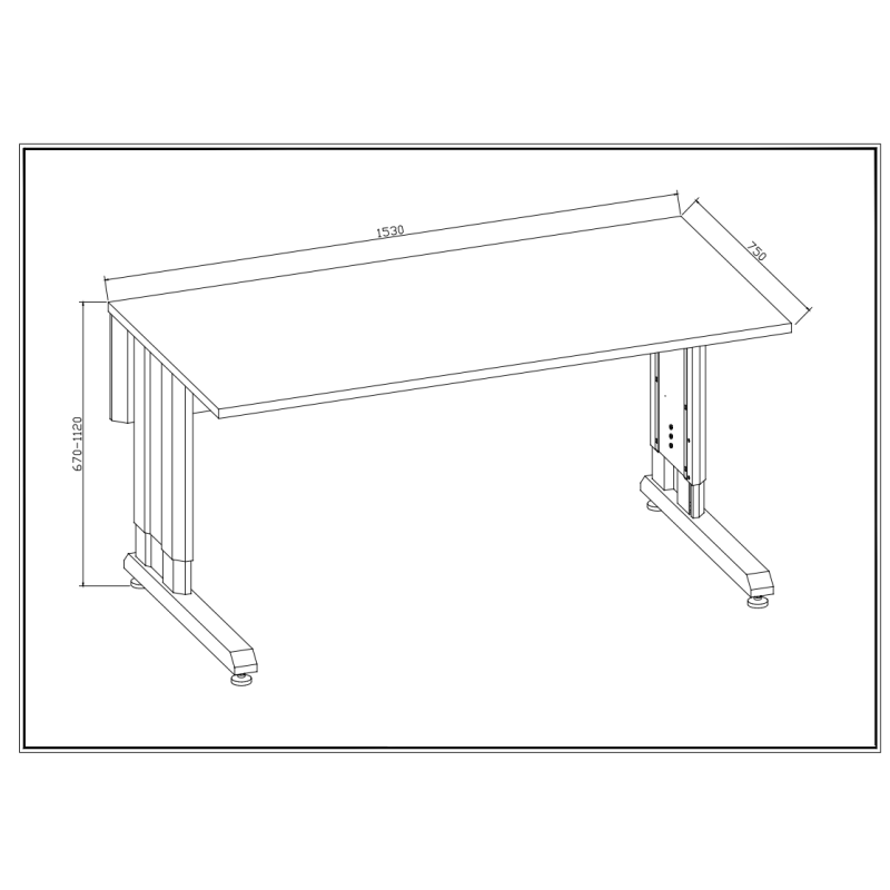 Mesa de trabajo ESD de 153cm con altura ajustable