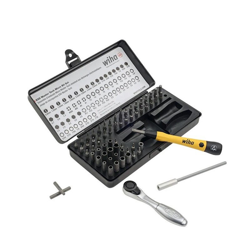 Juego Wiha de micropuntas ESD de 65 piezas