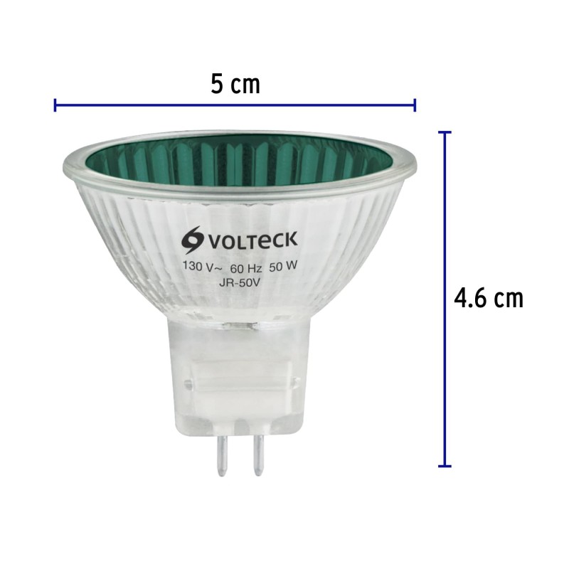 Lámpara de halógeno verde 50 W tipo MR16