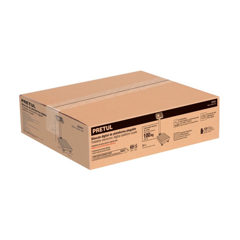 Báscula electrónica de plataforma, plegable, 100 kg.