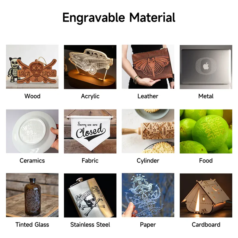 Maquina de grabado laser 10W con accesorio rotativo