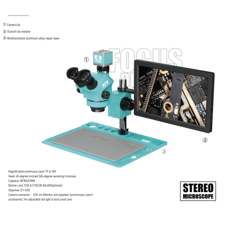 Microscopio Trinocular con pantalla y cámara 2K