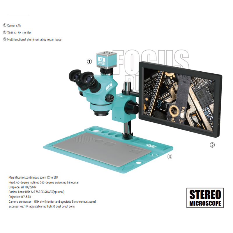 Microscopio Trinocular con pantalla y cámara 2K