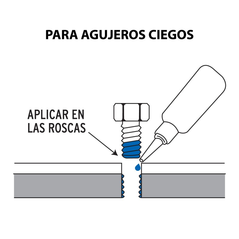 Fijador de roscas, removible, 10 ml, azul