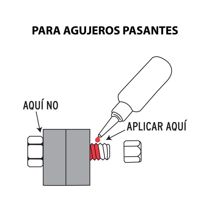 Fijador de roscas, permanente, 10 ml, rojo