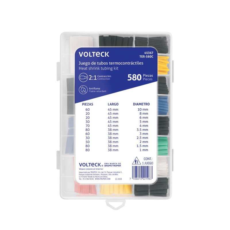 Estuche con 580 piezas de tubo termocontráctil