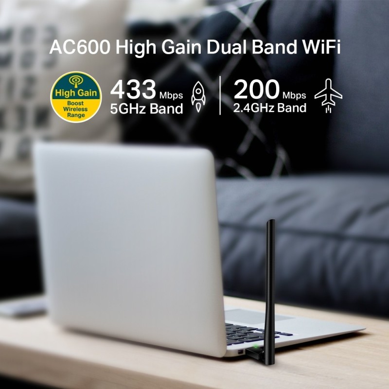 Adaptador USB WiFi TP-Link Archer T2U Plus AC600