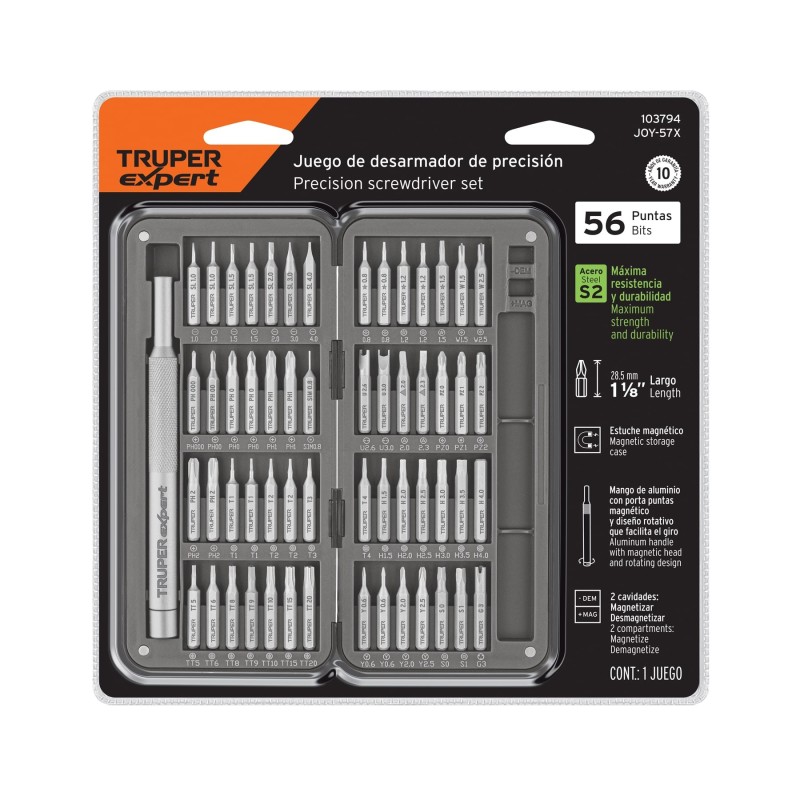 Desarmador de precisión con 56 puntas intercambiables