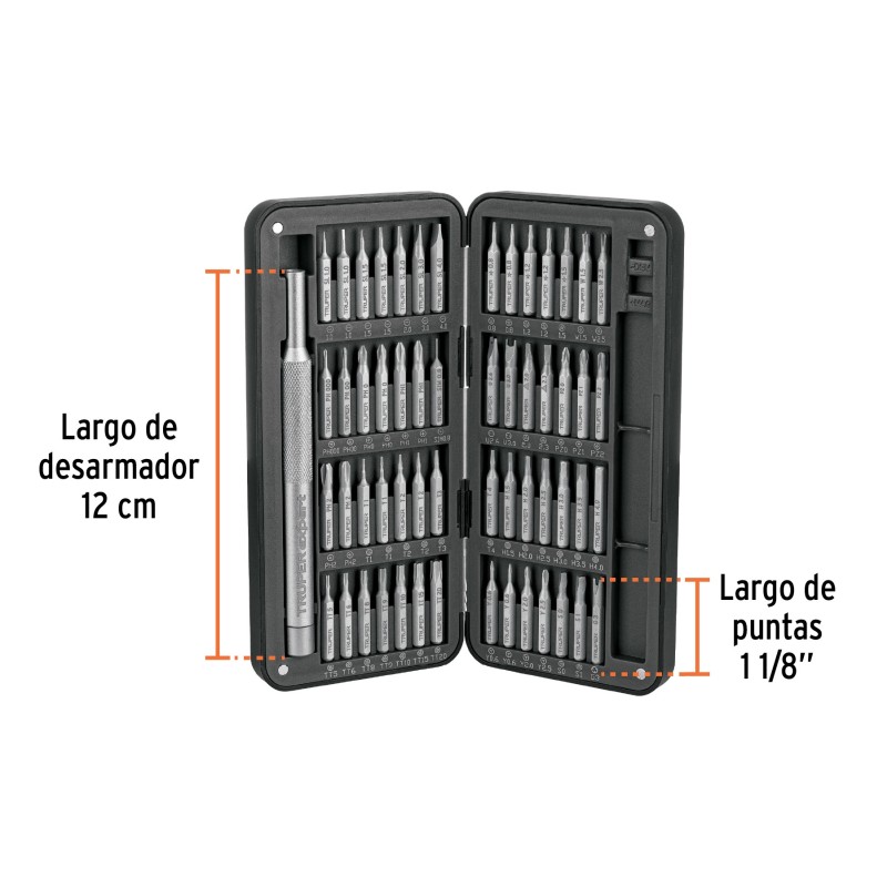 Desarmador de precisión con 56 puntas intercambiables
