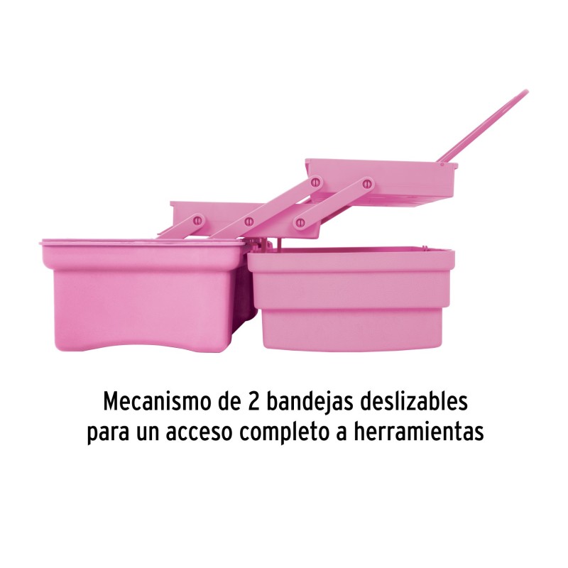 Caja de 14" rosa con compartimentos expandibles