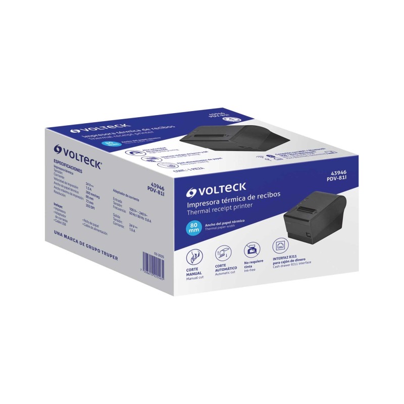 Impresora de tickets 80mm con autocorte, USB, Bluetooth, RJ45, y WiFi