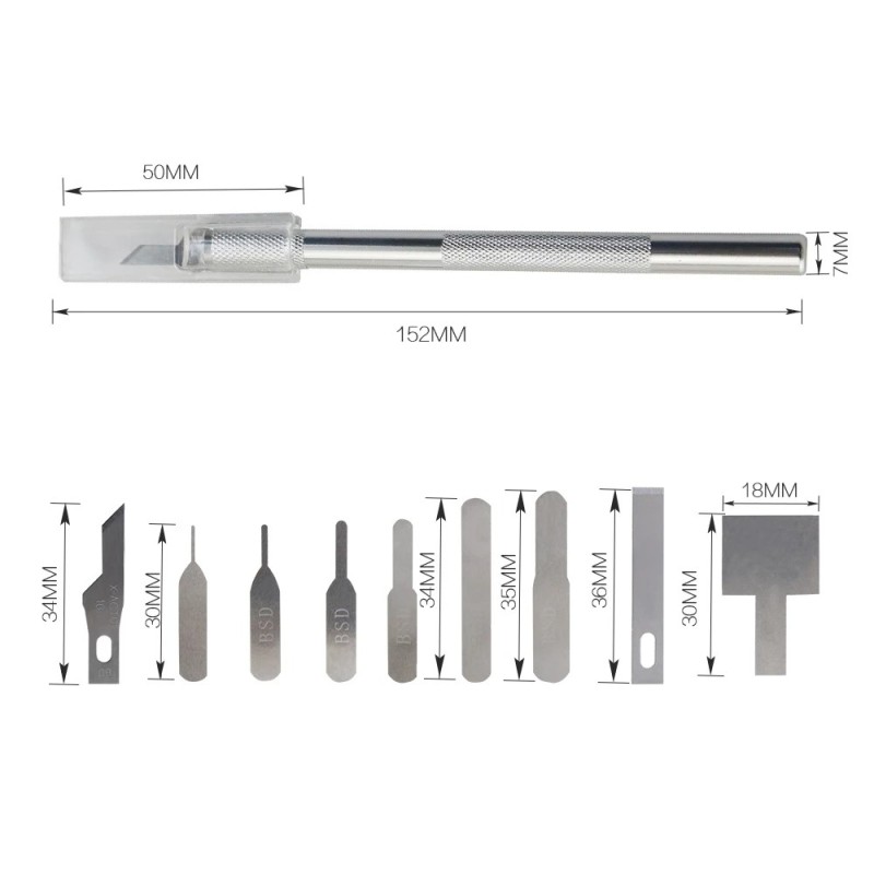 Exacto tipo bisturí con cuchillas de reparación