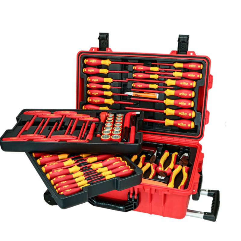 Set de profesional de Herramientas aisladas de 80 piezas para electricista montadas en estuche rígido Wiha 32800
