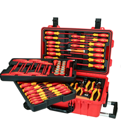 Set de profesional de Herramientas aisladas de 80 piezas para electricista montadas en estuche rígido Wiha 32800