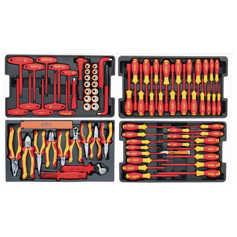 Juego de herramientas aisladas de 112 piezas para electricista profesional en estuche rígido con ruedas Wiha 32801