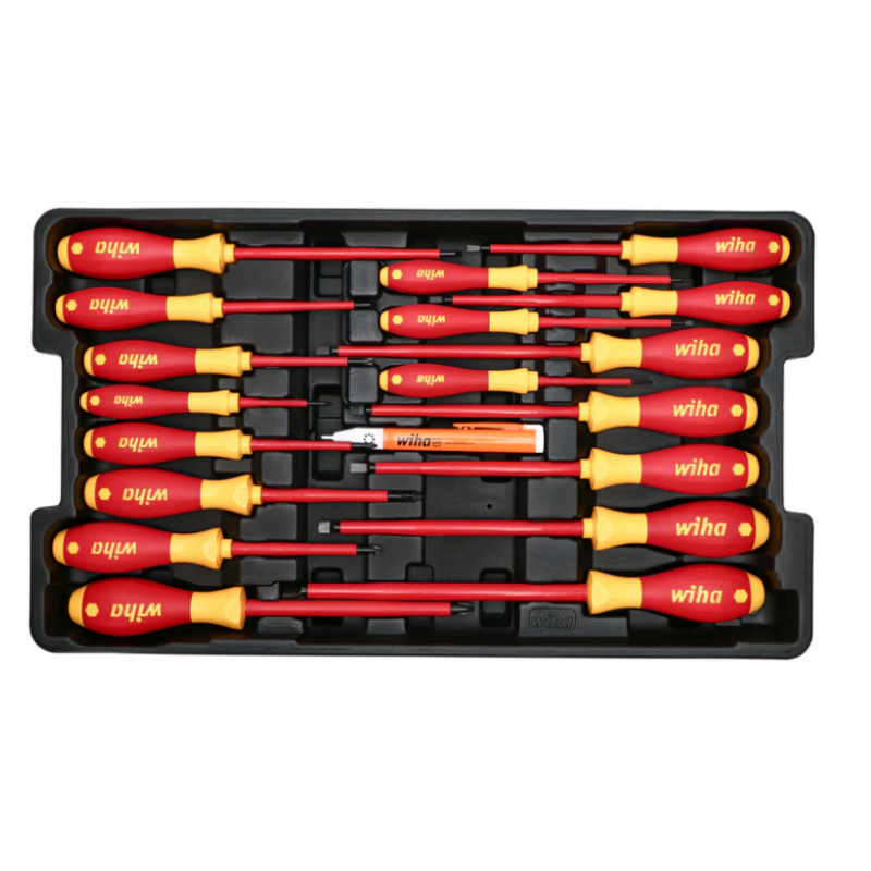 Set de profesional de Herramientas aisladas de 80 piezas para electricista montadas en estuche rígido Wiha 32800