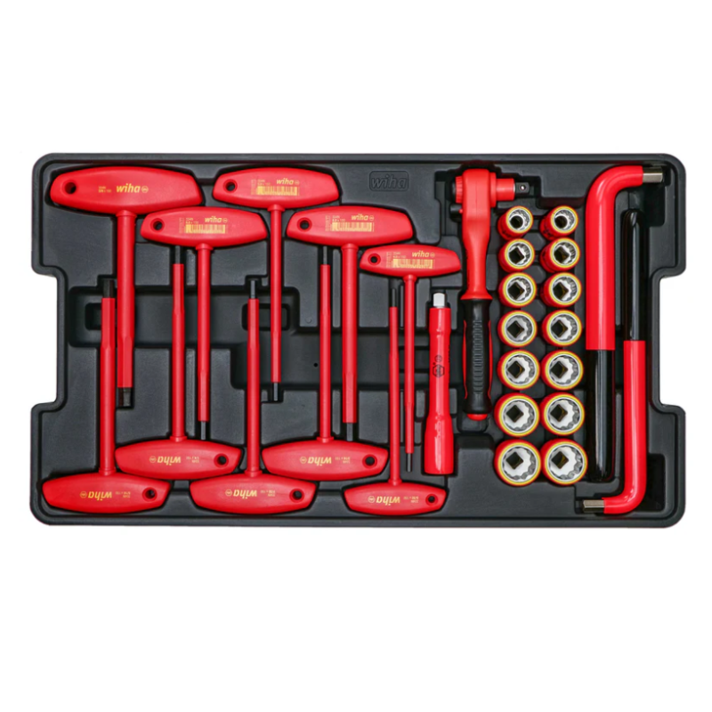 Set de profesional de Herramientas aisladas de 80 piezas para electricista montadas en estuche rígido Wiha 32800