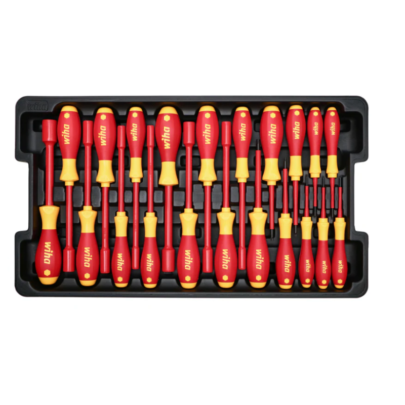 Set de profesional de Herramientas aisladas de 80 piezas para electricista montadas en estuche rígido Wiha 32800